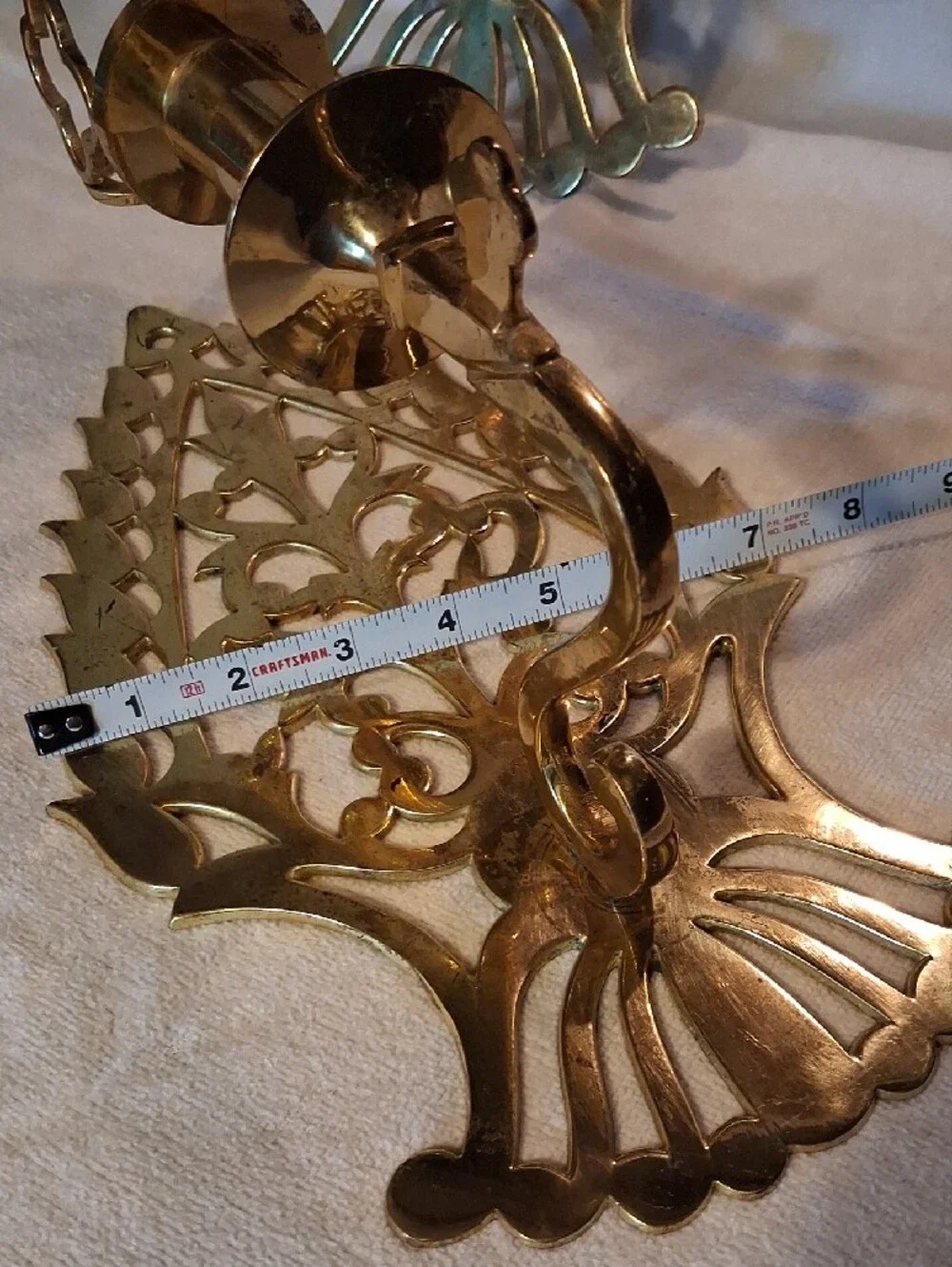 Vintage Gold Brass Ornate Wall Candle Sconces